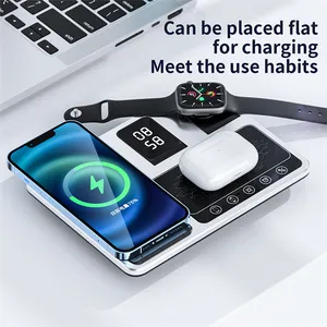 2024 New Trending Wireless Charger R11 Led Light Stand Up Wireless Charger Station For Android