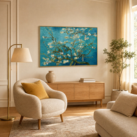 Impression d'art encadrée de luxe Van Gogh Fleur d'Amandier, cadre en aluminium doré mat, pour la décoration de villas, hôtels de luxe, suites et maisons