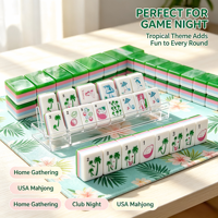 Personalisiertes Modernes Acryl-Amerikanisches Mahjong-Set mit Faltbaren Gestellen, Individuell Graviertem Design, Grün, 4-Schicht-Edition, 160-Teilig