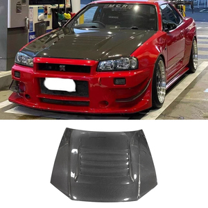 Cubierta del capó del motor del parachoques delantero de fibra de carbono estilo NS para Nissan <span class=keywords><strong>GTR</strong></span> R34 <span class=keywords><strong>Skyline</strong></span> 1999-2002 incluye tornillos, nueva condición - Product Image 1