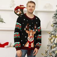 Pull de Noël moche lumineux à LED pour femmes 2024 Flocon de neige Renard Pull de Noël avec ampoules intégrées Pull en tricot
