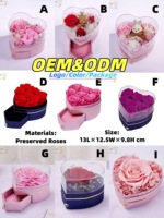 Boîte à bijoux créative en forme de cœur avec fleurs préservées haut de gamme pour filles - Cadeaux pour la Saint-Valentin, la fête des mères, Noël