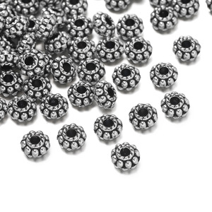 Cuentas espaciadoras de plata tibetana, planas y redondas, chapadas en aleación de zinc, para la fabricación de pulseras - Product Image 4
