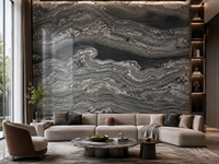 Dalles de marbre multicolores avec veinage bois linéaire pour panneaux muraux décoratifs, revêtements de sol de salle de bain, tables consoles et lavabos