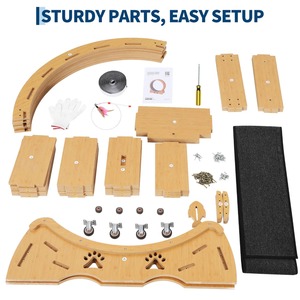 無垢材製猫用エクササイズホイール、静音室内フィットネストレッドミル（猫と子猫用）、取り外し可能なカーペットで簡単清掃 - Product Image 2