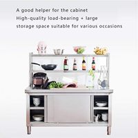 Plan de travail de cuisine professionnel en acier inoxydable personnalisable, 2 niveaux, étanche/antirouille, pour hôtel, avec rangement simple