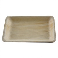 Plateaux de service rectangulaires jetables en feuilles de palmier naturelles de 10 pouces, biodégradables et écologiques, pour les fêtes