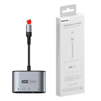 Lecteur de carte SD TF haute vitesse 4 en 1 8 broches USB 3.0 OTG Kit de connexion de caméra pour iPhone iPad PD avec charge rapide