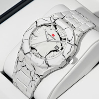 Montre pour homme avec bracelet en acier inoxydable à motif marbré, boîtier en alliage, cadran de 41 mm, style business, cadran à aiguilles, calendrier, quartz, étanche