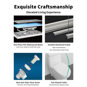 <span class=keywords><strong>WC</strong></span> mural intégré YEETE - <span class=keywords><strong>Design</strong></span> à porte battante avec PVC et <span class=keywords><strong>carrelage</strong></span> céramique, installation facile pour appartements et pièces conteneurs - Product Image 3