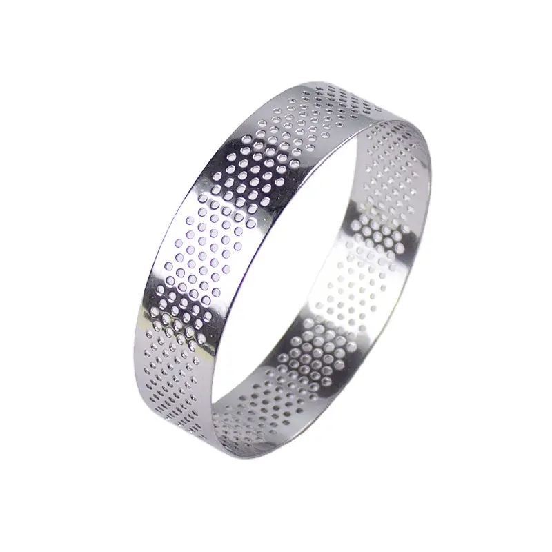 304 Stainless Steel Heat-Resistant Baking Tools Perforated Tart Rings and Cake Mousse Molds Metal Accessories