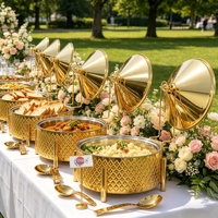 Plat de service de luxe en acier inoxydable doré 9L Regal Catering pour buffet, chauffe-plat pour mariage et réceptions