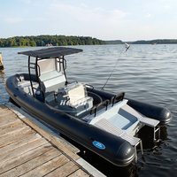 Haute qualité Hedia gonflable 23ft 7m Hypalon PVC rigide pêche profonde V coque en aluminium patrouille aviron nervure bateau
