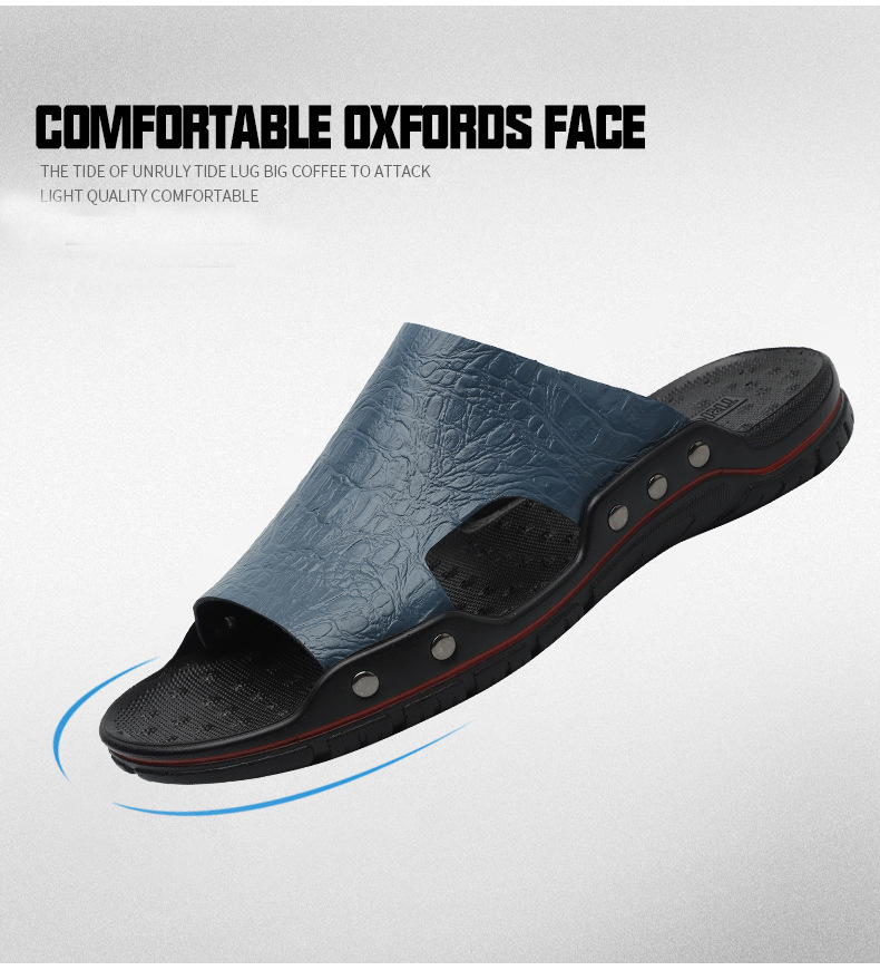 Men Rome Sandals Shoe Fashion Leather Slides Beach Slippers Casual Shoes Men