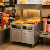 Station de travail verticale pour frites, chauffe-frites commercial, station de maintien au chaud, sur pied, en acier inoxydable pour restaurant
