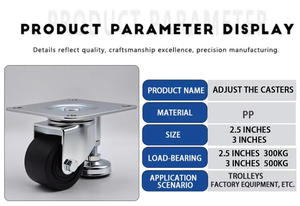 2,5-Zoll-und 3-Zoll-<span class=keywords><strong>PP</strong></span>-Nivellierrollen Tragfähigkeit 300kg-500kg Füllstand mit Kugellager einstellbar - Product Image 2