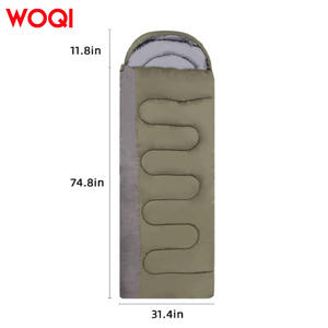 Saco de dormir Woqi Envelope, color verde militar, 1.3 kg, impermeable, transpirable, para camping, senderismo, unisex, para adultos y niños. - Product Image 2