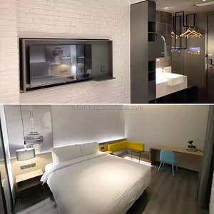 Low-priced 3 Star Hotel Bedroom Sets Furniture Modern King Queen Size Wooden <b>Bed</b> Frame With Nightstands TV Unit Desk & Wardrobe - Product Image 3