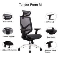 Chaise de bureau exécutive ergonomique en maille GTChair Premium avec accoudoirs 4D, dossier inclinable, support lombaire verrouillable, certifiée BIFMA