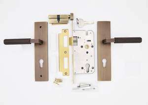 Ensemble de serrure de porte à mortaise de haute sécurité cylindre en laiton levier de serrure européen poignée de porte de luxe serrure de porte avant extérieure pour <span class=keywords><strong>bois</strong></span> - Product Image 6