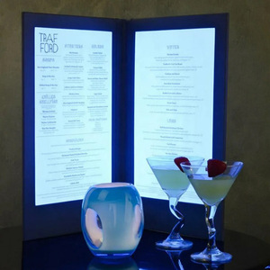 Menú LED Recargable Personalizado de Cuero PU, Soporte de Señal para Menú Iluminado, Libro de Mensajes para Bar, KTV, Restaurante de Alta Gama, <span class=keywords><strong>Hotel</strong></span>, Salón - Product Image 4