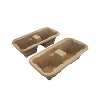 Porte-gobelet jetable à 2 tasses Plateau à café moulé en pulpe Transporteur de gobelets en papier écologique
