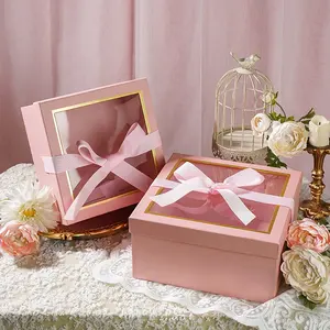 Box Printing Wedding Valentine Newborn Pink Gift Box Packaging For Present With Window