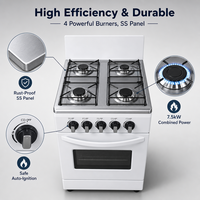 Kompor Gas Berdiri Bebas X CKD 4 Tungku dengan Oven, Permukaan Masak Stainless Steel, 110-220V, Kompor Gas Rumah Tangga untuk Dapur