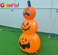 Citrouille gonflable d'Halloween à 3 couches, citrouille empilée gonflable d'extérieur, décoration de jardin, ornement de fête avec lumière LED