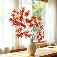 Feuilles d'érable artificielles décoratives en plastique rouge, tiges de feuillage pour l'automne, aménagement paysager, maison, mariage, hôtel, écologiques