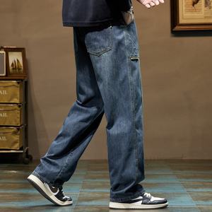 Jeans en denim droit vintage Y2K pour hommes 2025, poche utilitaire, rétro, délavé, déchiré, pantalon décontracté, streetwear, bas de vêtement hip-hop, taille haute - Product Image 5