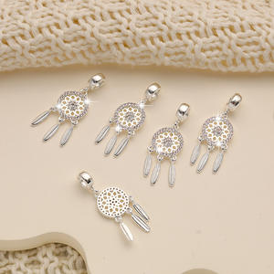 18K Micro-set de color alto atrapasueños colgante de Tres Plumas DIY Material hecho a mano pulsera collar Accesorios - Product Image 4