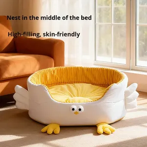 Semi Enclosed Plush <strong>Cat</strong> Bed Chicken Nest Design for Winter <strong>Warmth</strong> and Year Round Use - Product Image 4