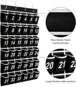 Organizador de Bolsillo para el Aula con 36 Compartimentos, Soporte para Teléfono Celular, Organizador Colgante con Ganchos, Almacenamiento Numerado para Calculadora y Útiles Escolares - Product Image 4