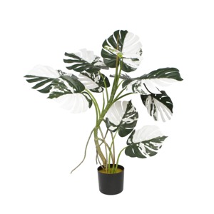 <span class=keywords><strong>Plante</strong></span> Monstera Artificielle 110cm Faux <span class=keywords><strong>Albo</strong></span> Monstera <span class=keywords><strong>Plante</strong></span> d'Intérieur dans un Pot en Plastique Noir pour la Décoration de la Maison et du Bureau - Product Image 1