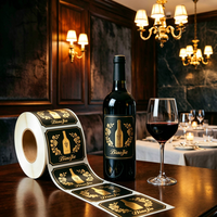 Étiquettes autocollantes de luxe gaufrées à l'or, autocollants de marquage pour emballages, décalcomanies pour bouteilles de vin, whisky, spiritueux et liqueurs