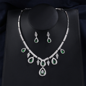 RAKOL SP227 boda novia púrpura rojo rosa gran gota circón colgante collar pendientes conjunto de joyería - Product Image 1