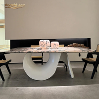 Nouvelle table à manger rectangulaire pour la maison, table à manger de luxe en marbre haut de gamme, plateau en marbre naturel de fabrication artisanale