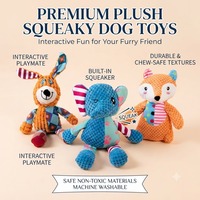 Jouets à mâcher interactifs en velours de maïs avec couineur intégré pour chiens de petite/moyenne taille - Durables, pour le nettoyage des dents et le soulagement de l'ennui