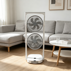 Nouveau <span class=keywords><strong>ventilateur</strong></span> de sol rechargeable à double tête, batterie 16000 mAh, 8 vitesses, minuterie, <span class=keywords><strong>silencieux</strong></span>, pliable, <span class=keywords><strong>pour</strong></span> <span class=keywords><strong>chambre</strong></span> et camping - Product Image 1