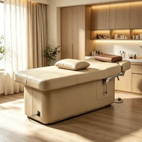 Table de massage électrique haut de gamme à 3 moteurs avec éclairage d'ambiance LED et dossier pour salon et centre de spa