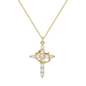 <span class=keywords><strong>Collana</strong></span> <span class=keywords><strong>Girocollo</strong></span> con Ciondolo a Croce e Corona Semplice per Donne, Uomini e Ragazze, Gioiello Trendy ed Elegante per Regalo di Black Friday e Natale - Product Image 4
