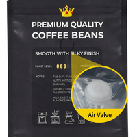 Sacs à café personnalisés avec logo imprimé, finition mate, pour grains et poudre de café, avec valve et fermeture éclair