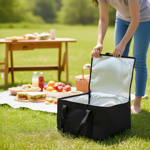 Bolsa Térmica Aislada de 13x14x8 Pulgadas, Negra, de Aluminio, para Entrega de Alimentos, con Cierre y Asa, Capacidad de 30L, para Uso en Exteriores - Product Image 2