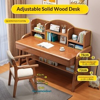 Table d'étude et chaise minimalistes en bois massif pour enfants avec étagère intégrée, hauteur réglable, pour élèves du primaire/du collège, usage domestique