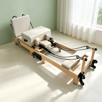 Reformer de Pilates Professionnel Commercial Pliant en Bois de Chêne, Équipement de Studio