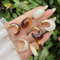 Boucles d'oreilles en acrylique plaqué or 18 carats, plusieurs styles pour les vêtements quotidiens des femmes, cadeaux rétro élégants