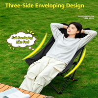 Chaise pliante d'extérieur à dossier haut réglable en 3 positions, avec poche latérale, portable, légère, design robuste, pour la randonnée, le jardin, le parc