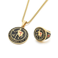Nouveau pendentif unisexe médiéval templier en acier inoxydable plaqué or 18 carats avec diamant et goutte de colle, style rétro