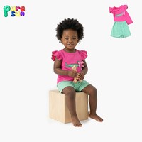 Ensemble de vêtements pour enfants Puresun, dernier design, volants, tissu seersucker, vêtements pour enfants personnalisés, coton, ensembles de vêtements d'été pour filles